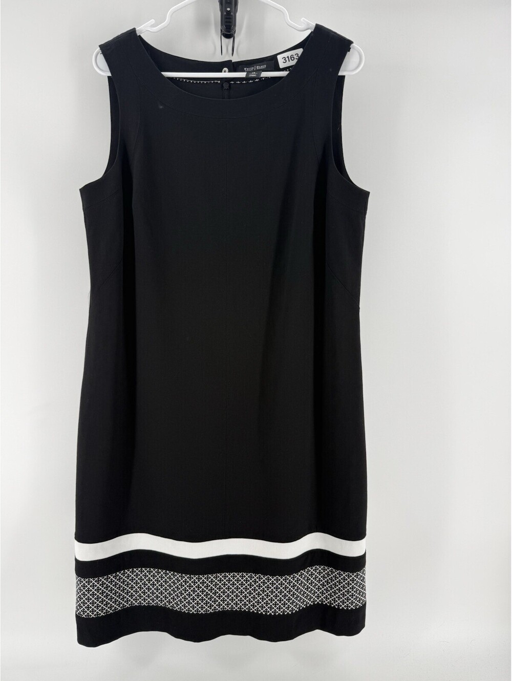 White House Black Market Womens Shift Dress 14 Black White Geometric
